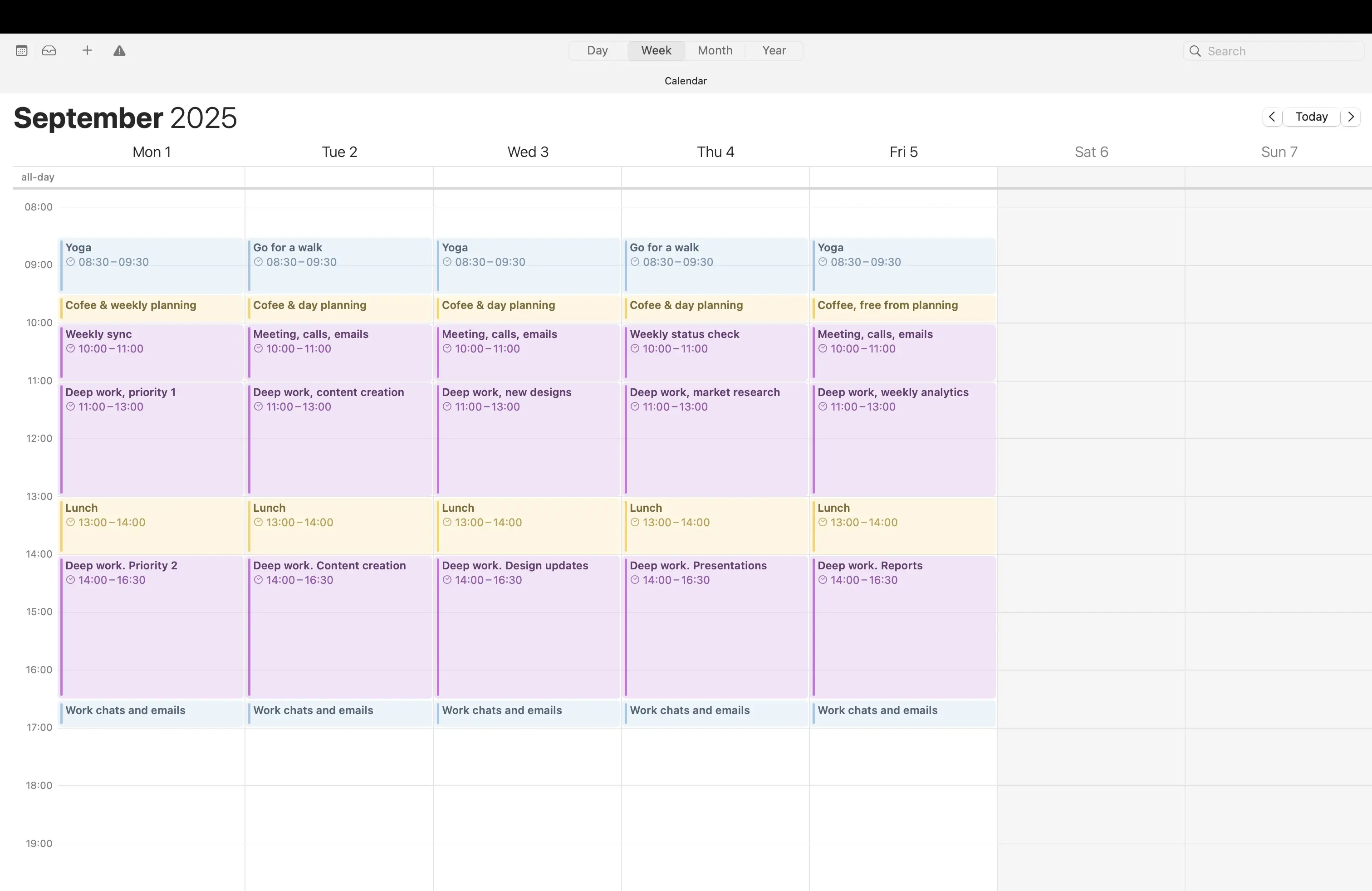 How time blocking could look like in your calendar